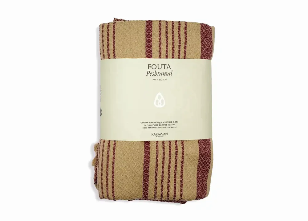 Bath towels - ORGANIC COTTON FOUTA - SAND Collection - SAND & PLUM Color - KARAWAN AUTHENTIC