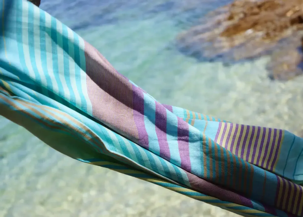 Bath towels - ORGANIC COTTON FOUTA - SUD Collection - AQUAMARINE Color - KARAWAN AUTHENTIC