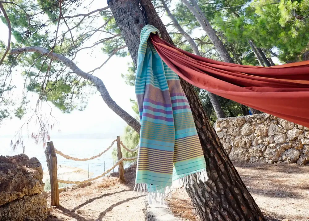 Bath towels - ORGANIC COTTON FOUTA - SUD Collection - AQUAMARINE Color - KARAWAN AUTHENTIC