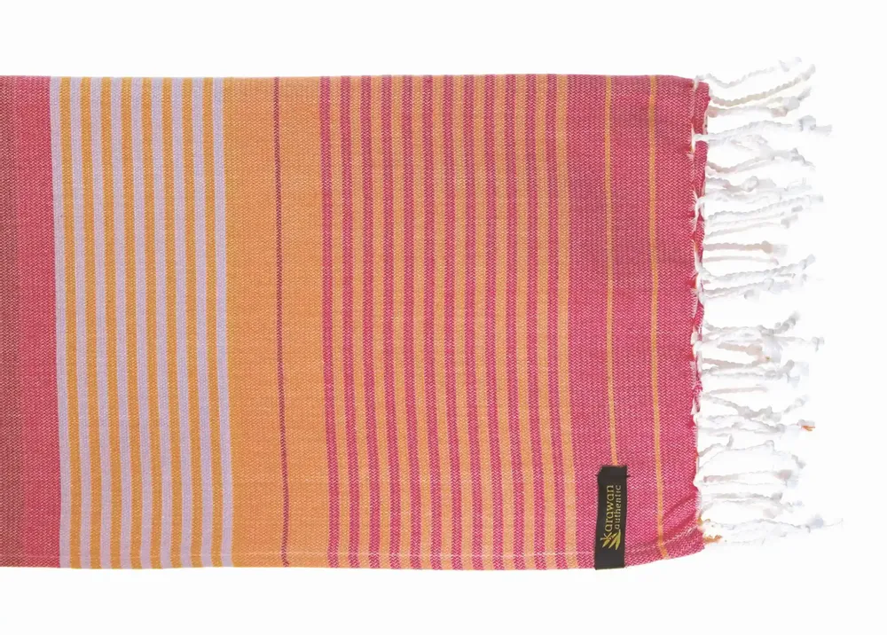 Serviettes de bain - FOUTA EN COTON BIOLOGIQUE - Collection SUD - Couleur AZALEE - KARAWAN AUTHENTIC