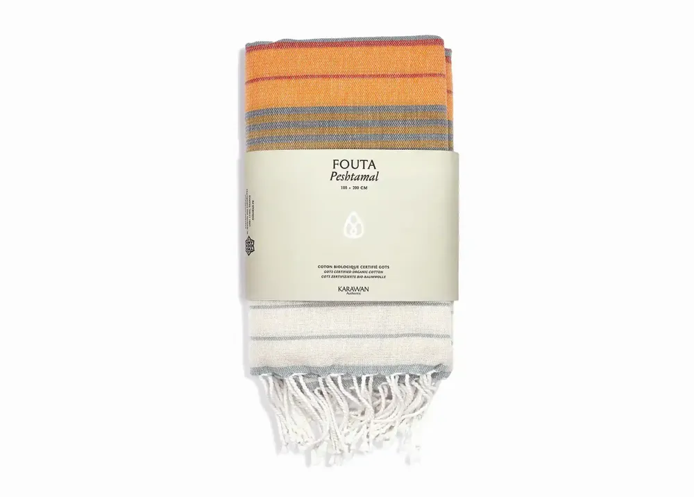 Serviettes de bain - FOUTA EN COTON BIOLOGIQUE - Collection SUD - Couleur INDIA GOLD - KARAWAN AUTHENTIC