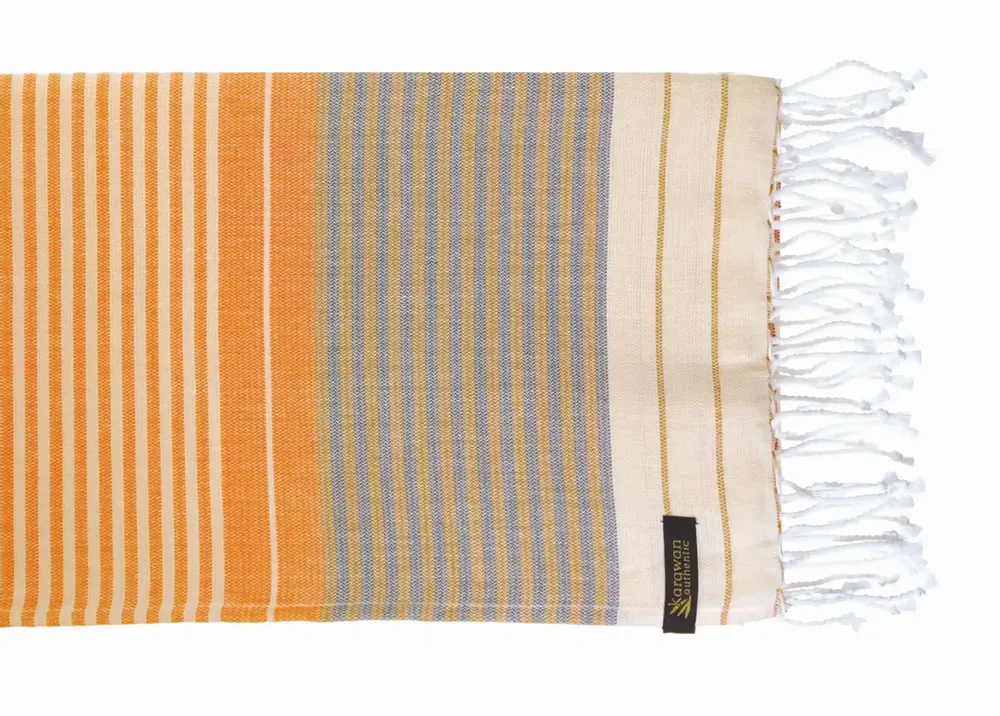 Serviettes de bain - FOUTA EN COTON BIOLOGIQUE - Collection SUD - Couleur INDIA GOLD - KARAWAN AUTHENTIC