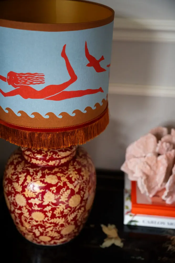 Blinds - Palais x Hôtel Magique Lampshade Thalassa Smokey Blue & Coral - PALAIS SUSTAINABLE LUXURY