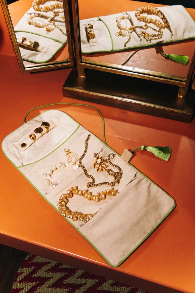 Sacs et cabas - Pochette à bijoux Carry Corail & Sauge - PALAIS SUSTAINABLE LUXURY