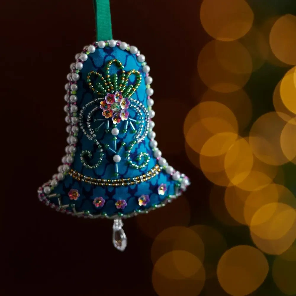 Christmas garlands and baubles - Festive ornaments - hand embroidered holiday decor - I WAS A SARI