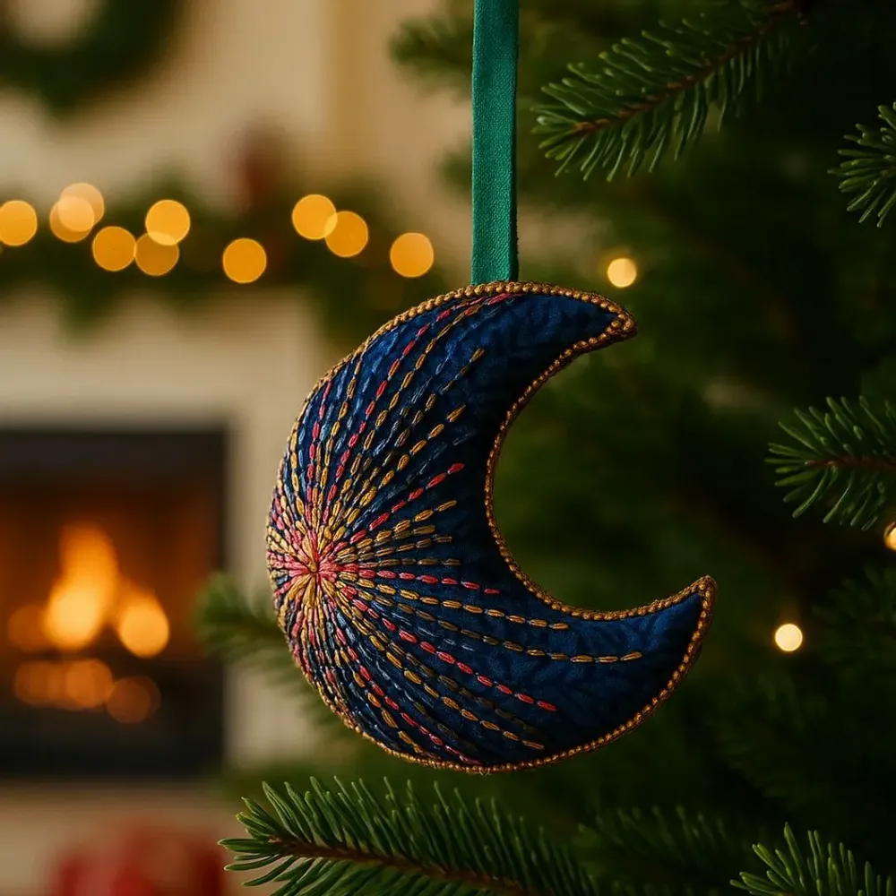 Christmas garlands and baubles - Festive ornaments - hand embroidered holiday decor - I WAS A SARI