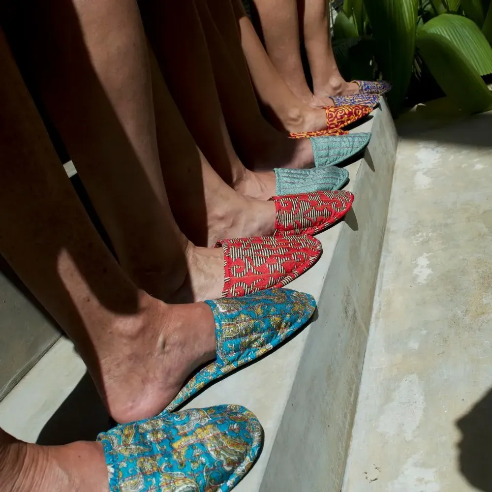 Shoes - Handcrafted quilted slippers - I WAS A SARI