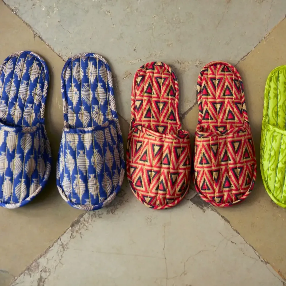 Shoes - Handcrafted quilted slippers - I WAS A SARI