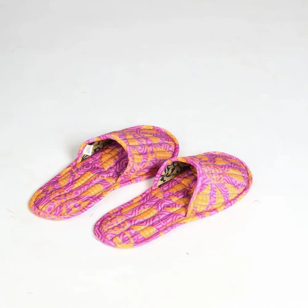 Shoes - Handcrafted quilted slippers - I WAS A SARI