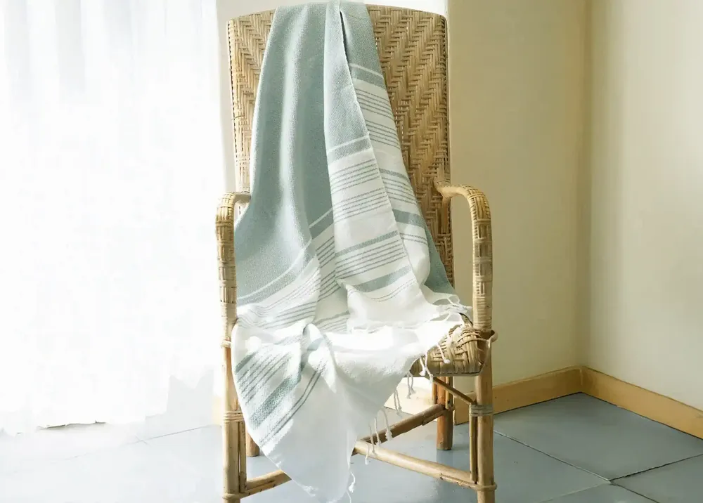 Bath towels - ORGANIC COTTON TOWEL - WHITE SAND Collection - Color BLANC & MIRAGE - KARAWAN AUTHENTIC