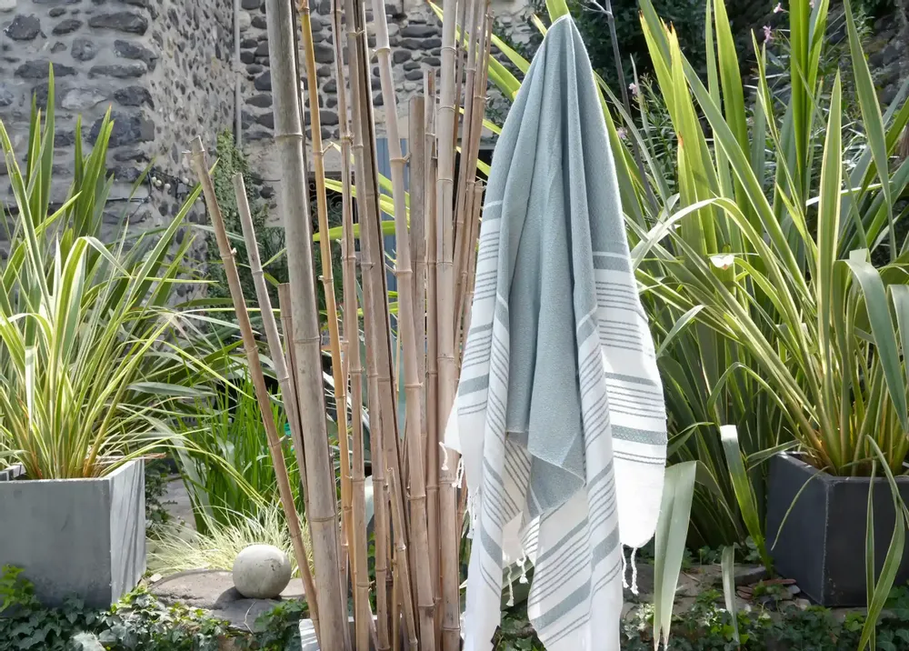 Bath towels - ORGANIC COTTON TOWEL - WHITE SAND Collection - Color BLANC & MIRAGE - KARAWAN AUTHENTIC
