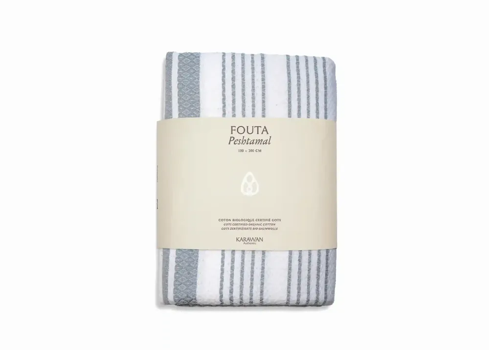 Bath towels - ORGANIC COTTON TOWEL - WHITE SAND Collection - Color BLANC & MIRAGE - KARAWAN AUTHENTIC