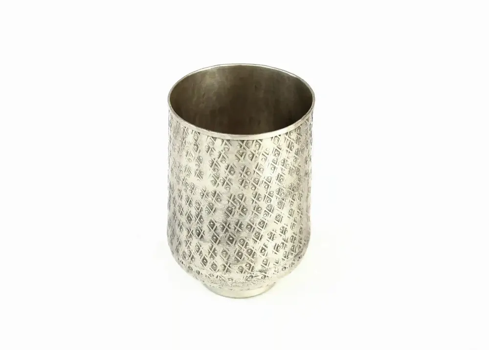 Decorative objects - HAMMERED AND ENGRAVED SILVER-PLATED BRASS GLASS' PALMYR ' - KARAWAN AUTHENTIC