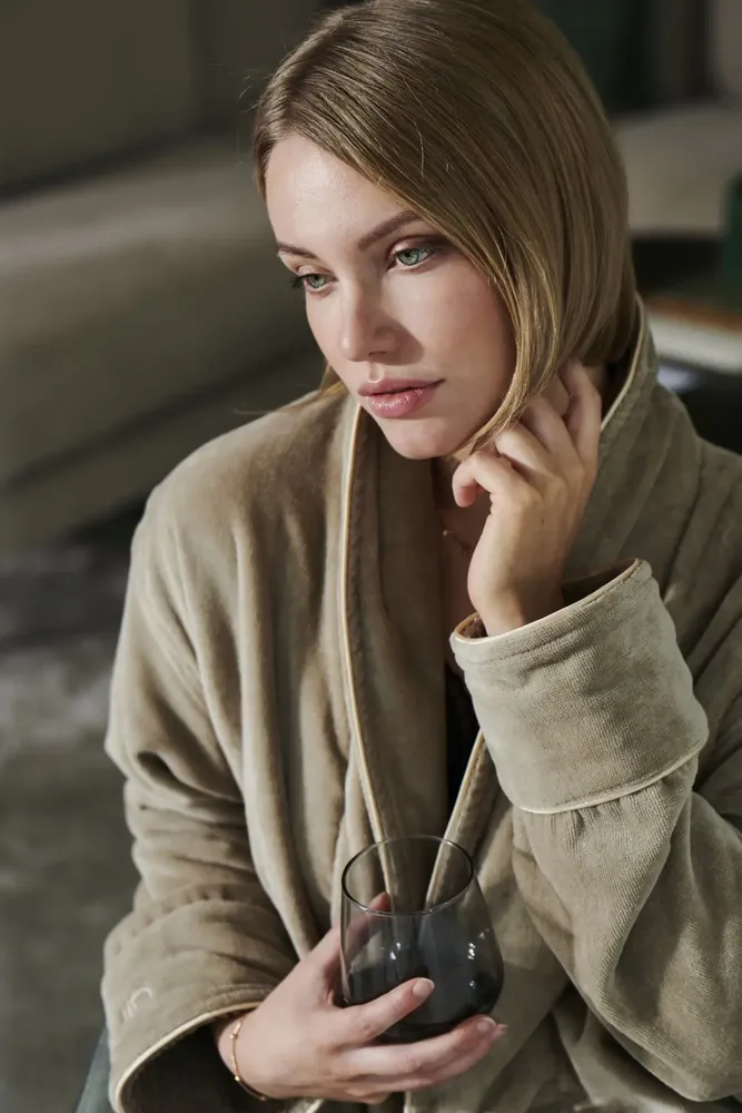 Bathrobes - Haven Beige Bathdress - LUIN LIVING