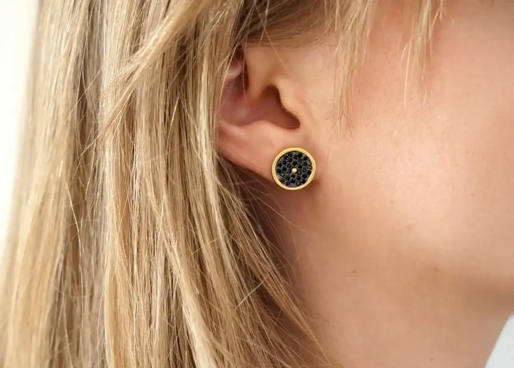 Bijoux - BOUCLES D'OREILLES CLOU "NUIT DES TEMPS" - COLLECTION ARKEOS - KARAWAN AUTHENTIC