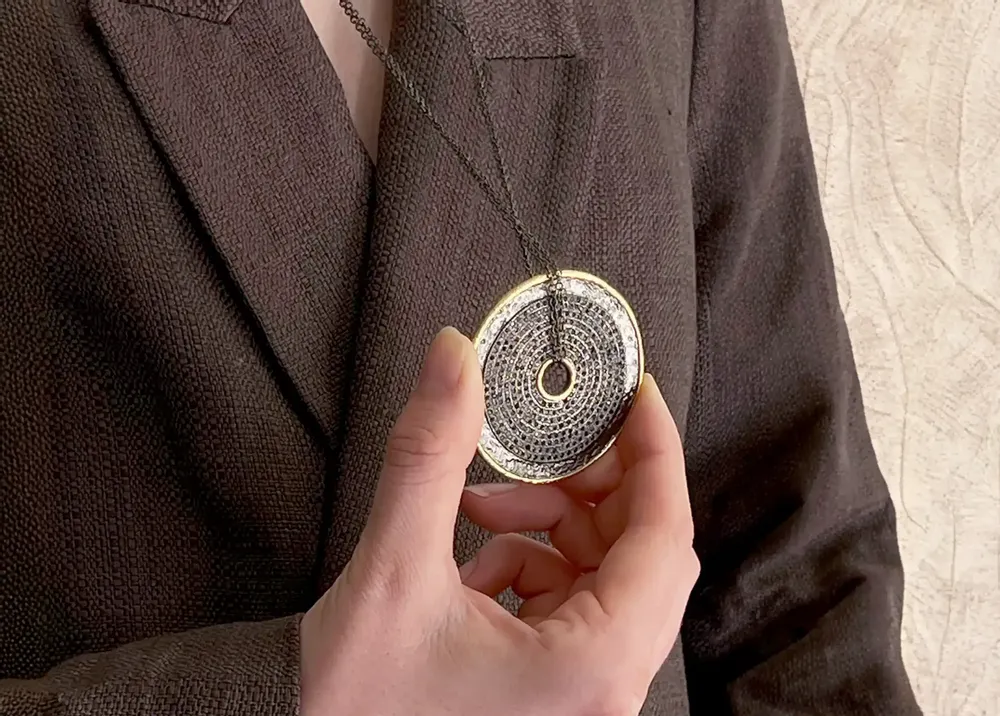 Jewelry - TALISMAN NECKLACE WITH DOUBLE ADJUSTABLE CHAIN “NUIT DES TEMPS” - ARKEOS COLLECTION - KARAWAN AUTHENTIC