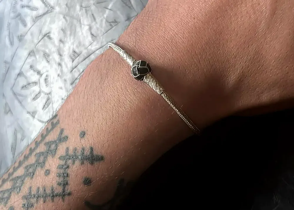 Bracelets - BLACK KNOT BRACELET - SILVER AND OXIDIZED SILVER - HANDMADE - MEN&WOMEN - KARAWAN AUTHENTIC