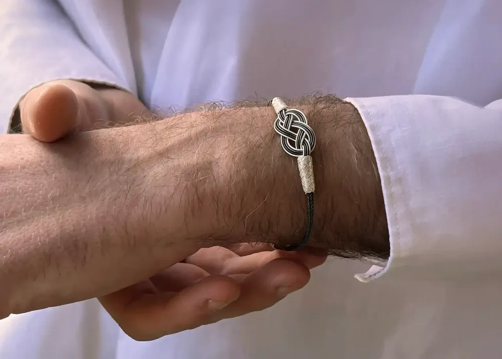 Bracelets - BRACELET INFINI - ARGENT ET ARGENT OXYDÉ - FAIT MAIN - HOMME&FEMME - KARAWAN AUTHENTIC