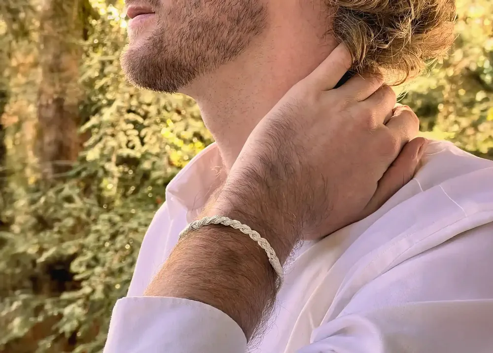 Bracelets - 925 SILVER BRAIDED BRACELET FOR MEN AND WOMEN - KARAWAN AUTHENTIC