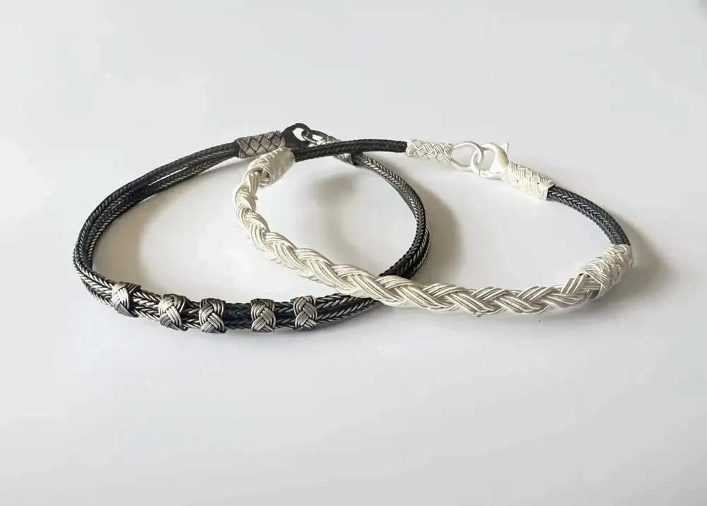 Bracelets - BRAID BRACELET - SILVER - HANDMADE - MEN&WOMEN Offered in 2 sizes 18cm and 20cm. - KARAWAN AUTHENTIC