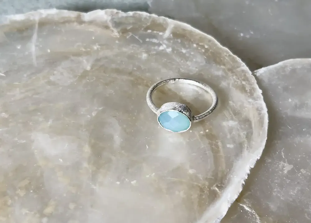 Jewelry - RING\" DROP\” SILVER 925 AQUA CHALCY - KARAWAN AUTHENTIC