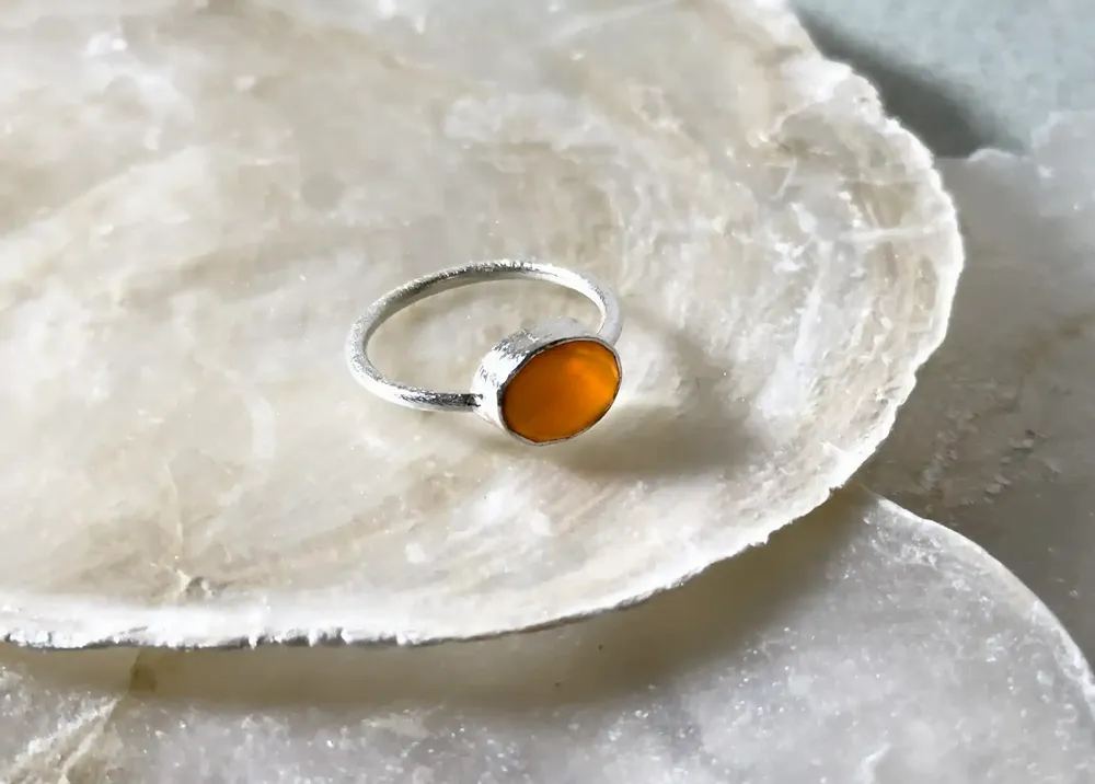 Bijoux - BAGUE "DROP" ARGENT 925 CORNALINE - KARAWAN AUTHENTIC