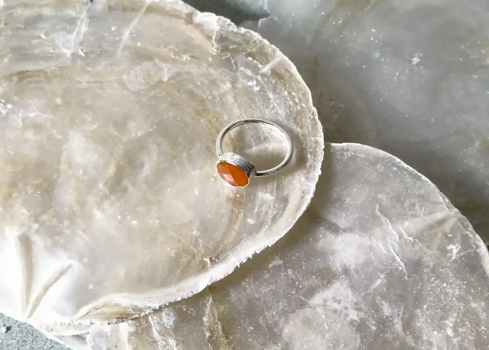 Bijoux - BAGUE "DROP" ARGENT 925 CORNALINE - KARAWAN AUTHENTIC