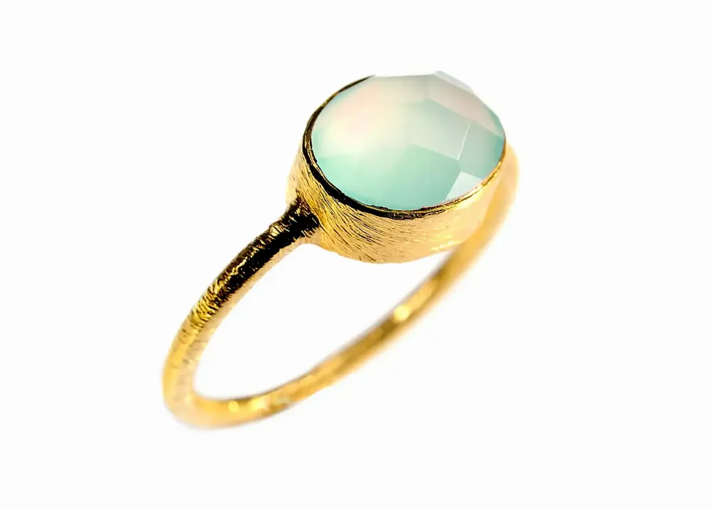 Jewelry - GOLD PLATED RING\" DROP\” AQUA CHALCY - KARAWAN AUTHENTIC