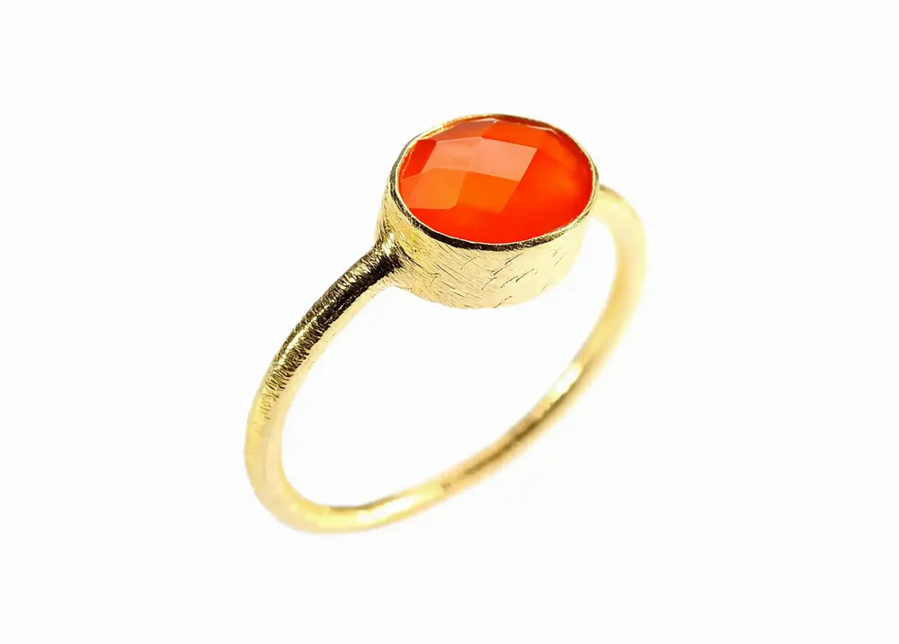 Jewelry - GOLD PLATED RING\" DROP\” CARNELIAN - KARAWAN AUTHENTIC