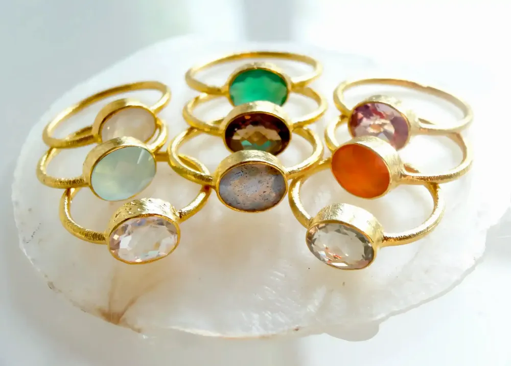 Jewelry - GOLD PLATED RING\" DROP\” LABRADORITE - KARAWAN AUTHENTIC