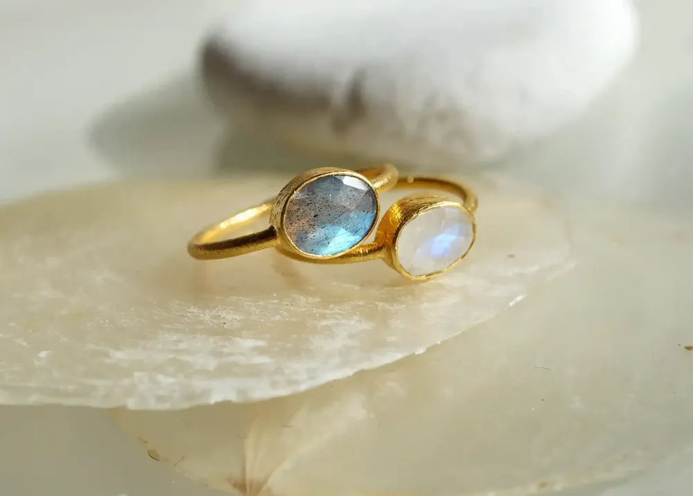 Jewelry - GOLD PLATED RING\" DROP\” LABRADORITE - KARAWAN AUTHENTIC