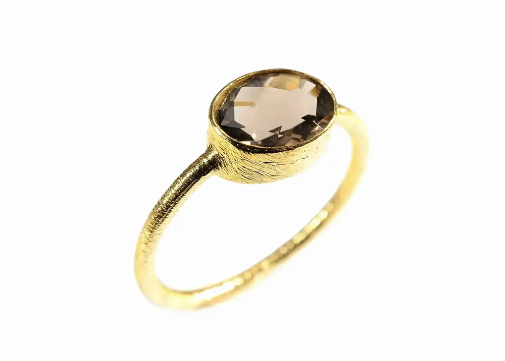 Jewelry - GOLD-PLATED RING\" DROP\” SMOKY QUARTZ - KARAWAN AUTHENTIC