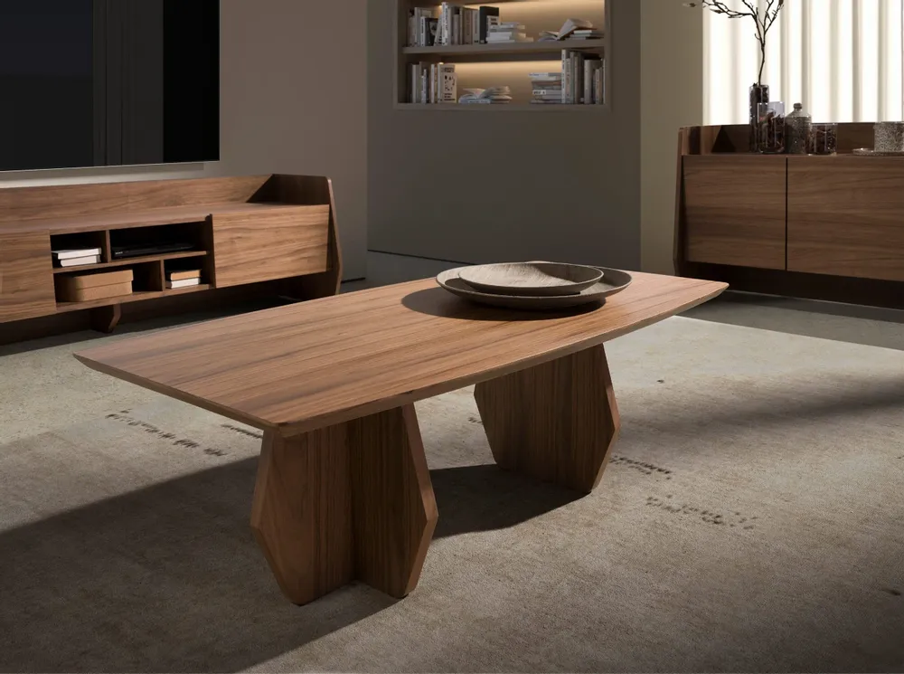 Coffee tables - Oval walnut barrel coffee table - ANGEL CERDÁ