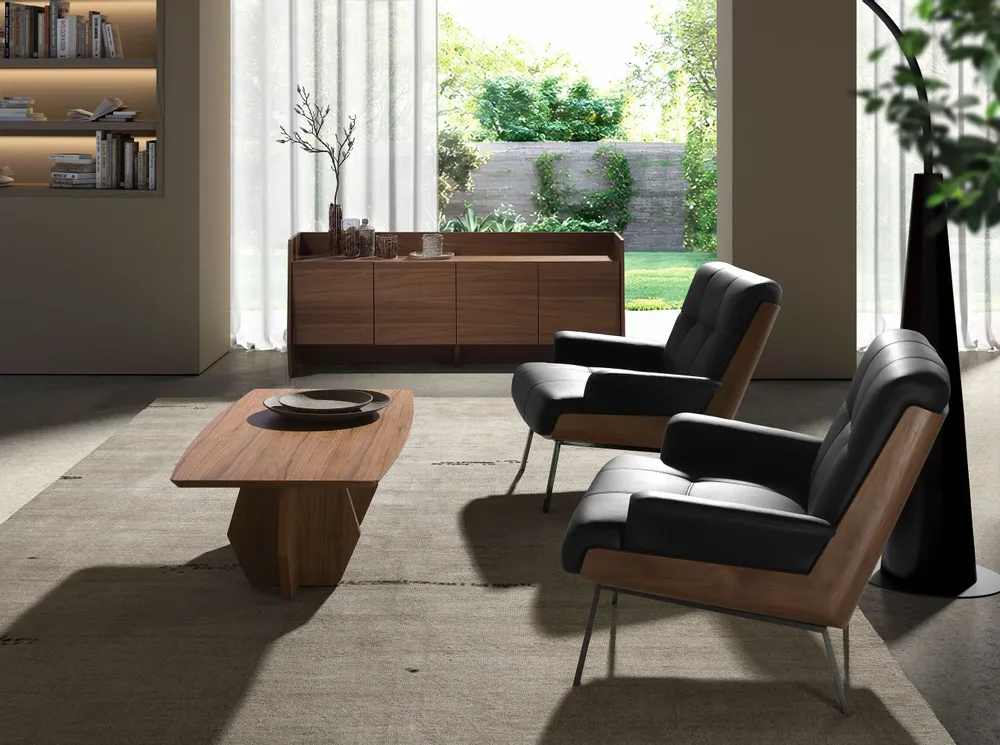 Coffee tables - Oval walnut barrel coffee table - ANGEL CERDÁ