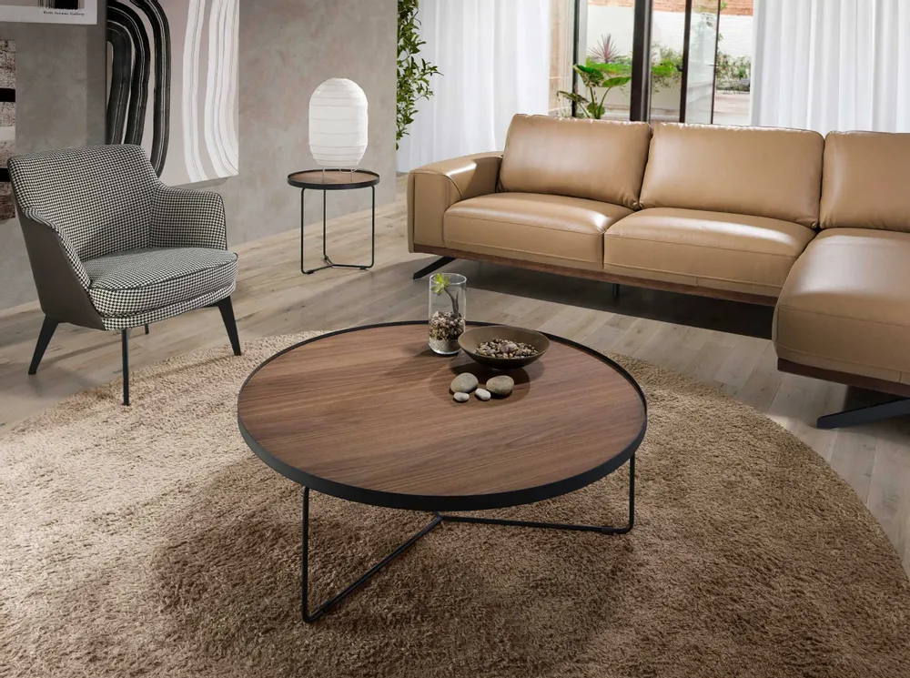 Tables basses - Table basse ronde en noyer - ANGEL CERDÁ