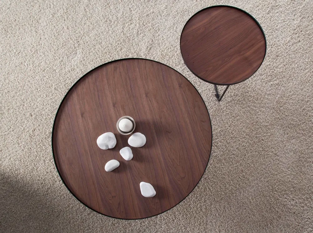 Tables basses - Table basse ronde en noyer - ANGEL CERDÁ