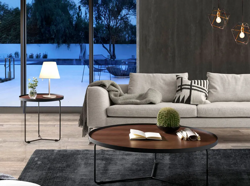 Coffee tables - Walnut round corner table - ANGEL CERDÁ