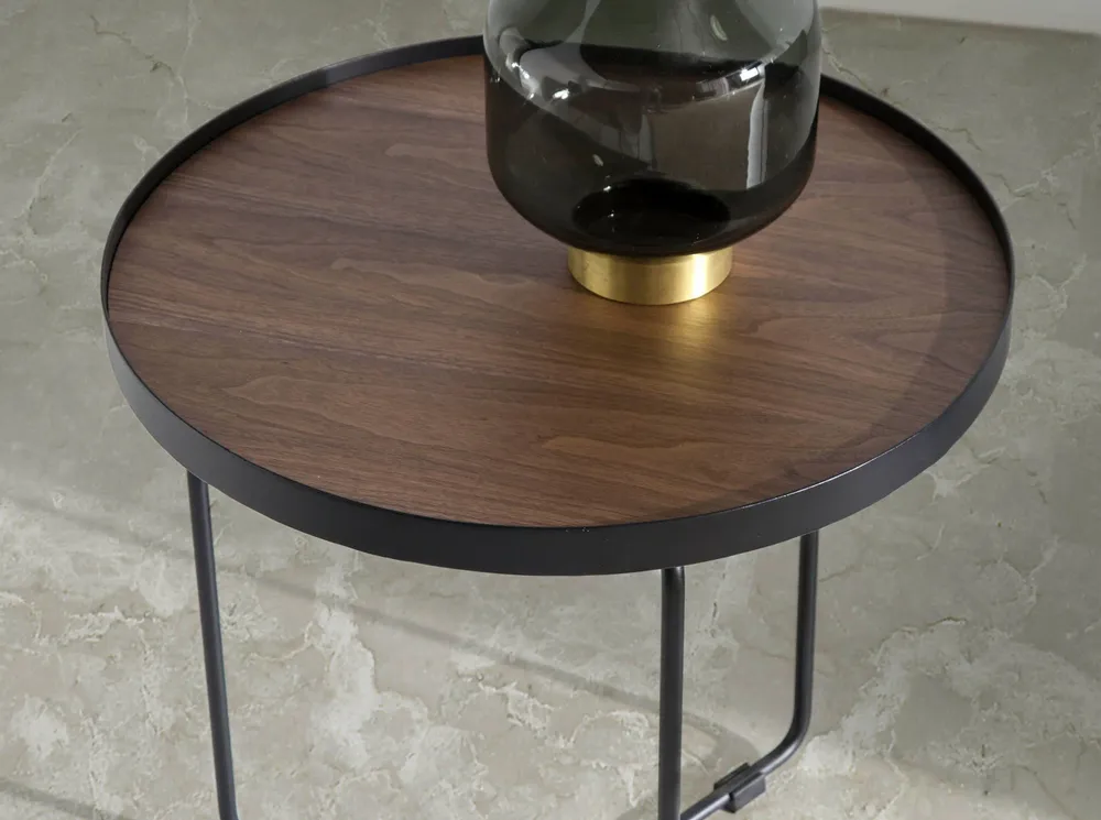 Coffee tables - Walnut round corner table - ANGEL CERDÁ