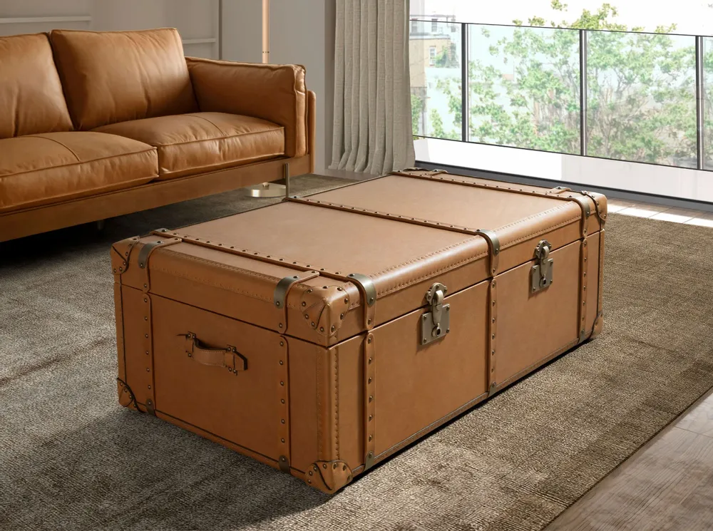 Caskets and boxes - Brown leather trunk - ANGEL CERDÁ