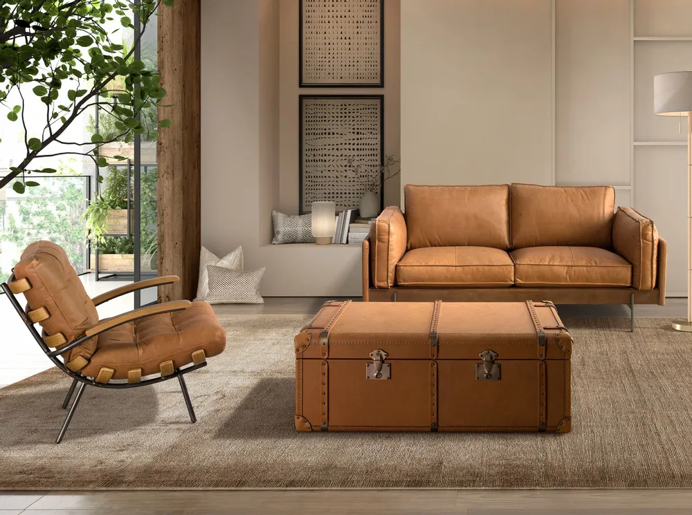 Caskets and boxes - Brown leather trunk - ANGEL CERDÁ