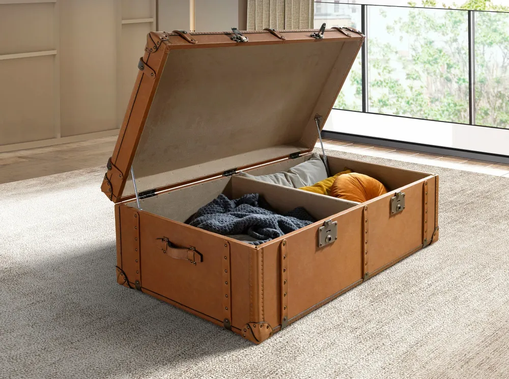 Caskets and boxes - Brown leather trunk - ANGEL CERDÁ