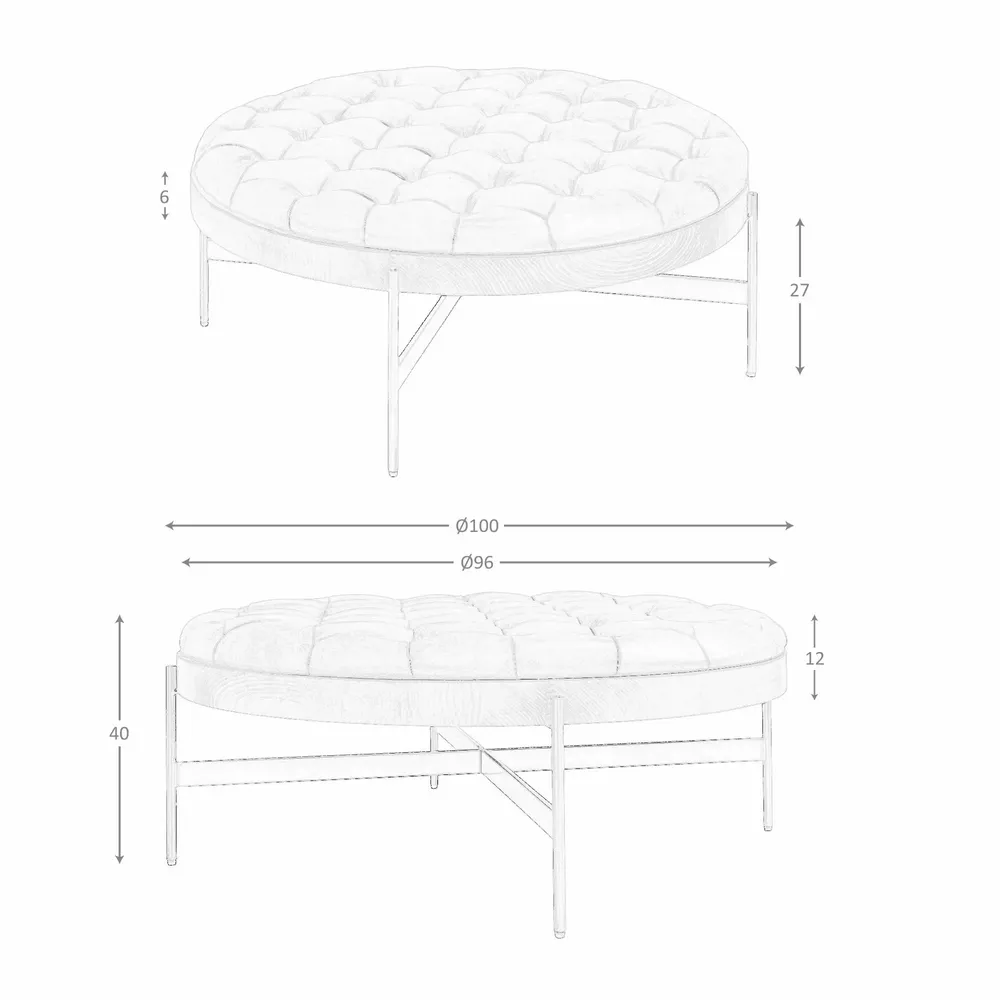 Tables basses - Table basse ronde en cuir brun foncé, noyer et acier foncé - ANGEL CERDÁ