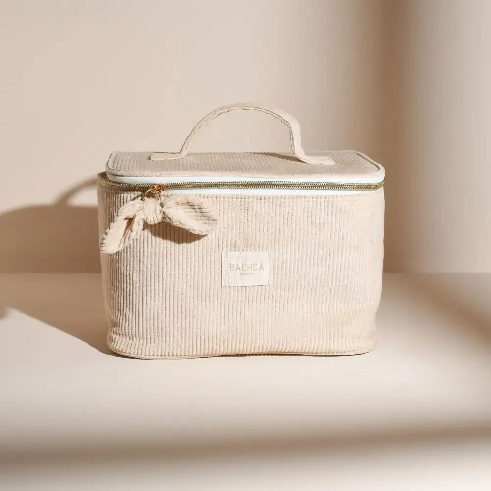 Beauty products - Our sand-coloured corduroy vanity case offers generous space for your - BACHCA