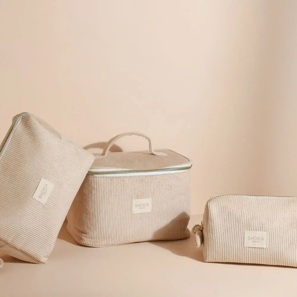 Beauty products - Our sand-coloured corduroy vanity case offers generous space for your - BACHCA