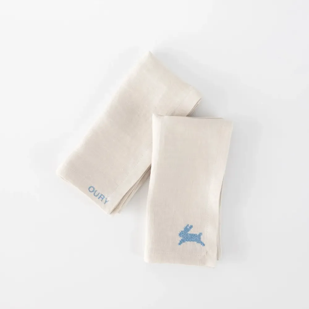 Table linen - Easter Beige Linen Napkins (Set of 2) - OURY HOME
