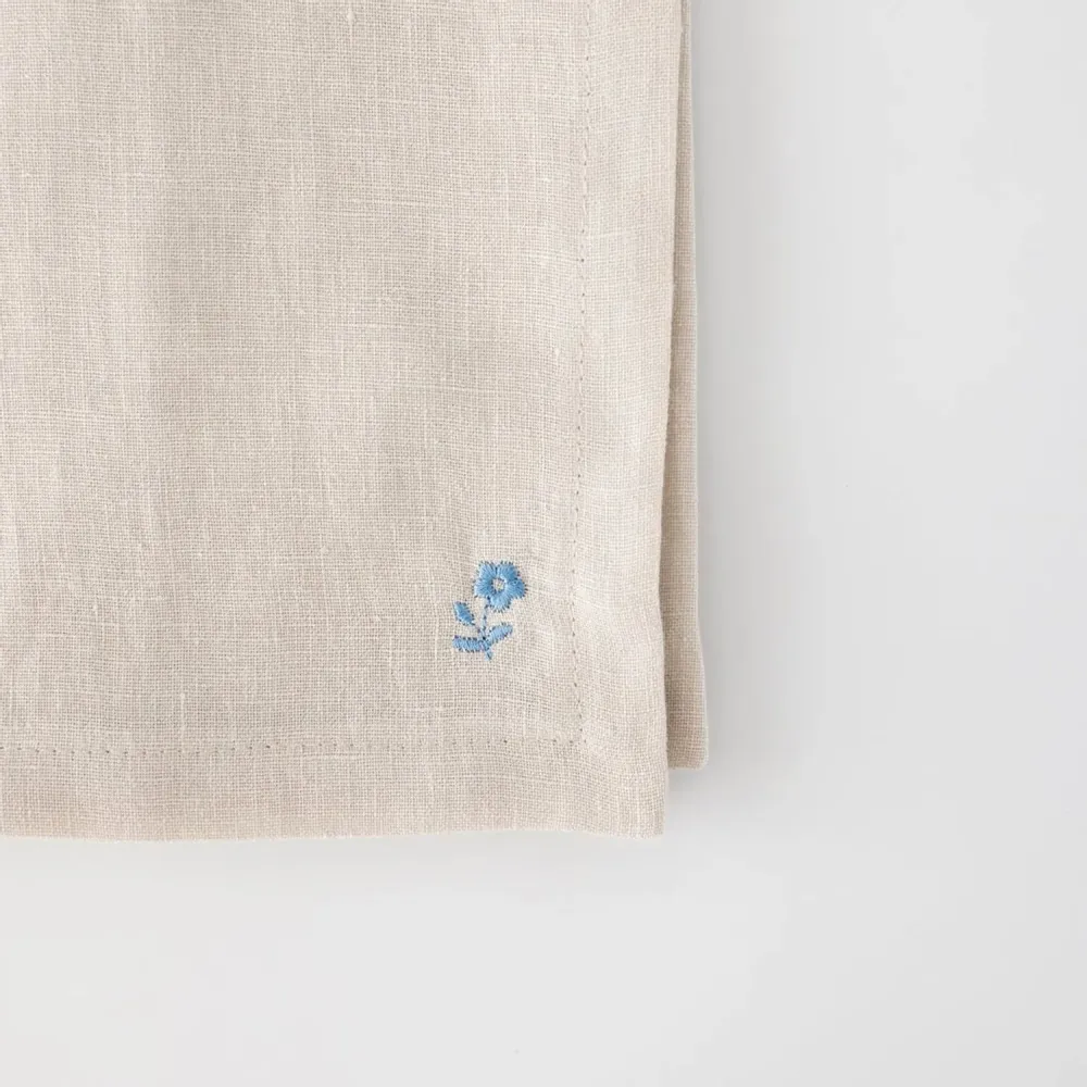 Table linen - Beige Linen Napkins (Set of 2) – Floral Embroidery - OURY HOME