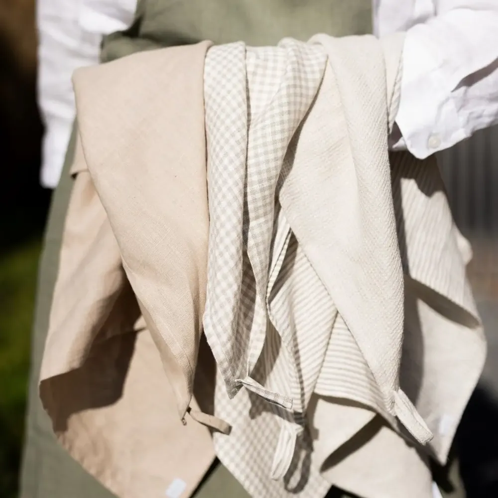 Dish towels - Linen Towels – Set of 4 Textures & Patterns - OURY HOME