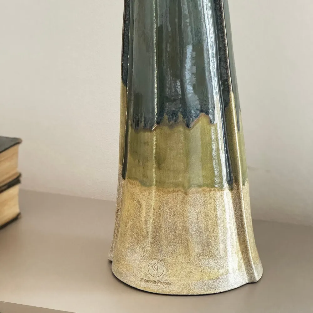 Céramique - Lampe à poser sculpturale conique - FUOCO BLU collection - DI VINCENZO POUJOULA