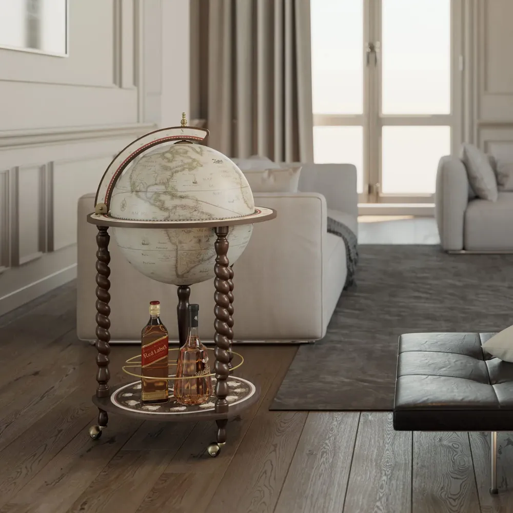 Chariots pour restaurants - Globe bar Explora Old White - ZOFFOLI MAPPAMONDI