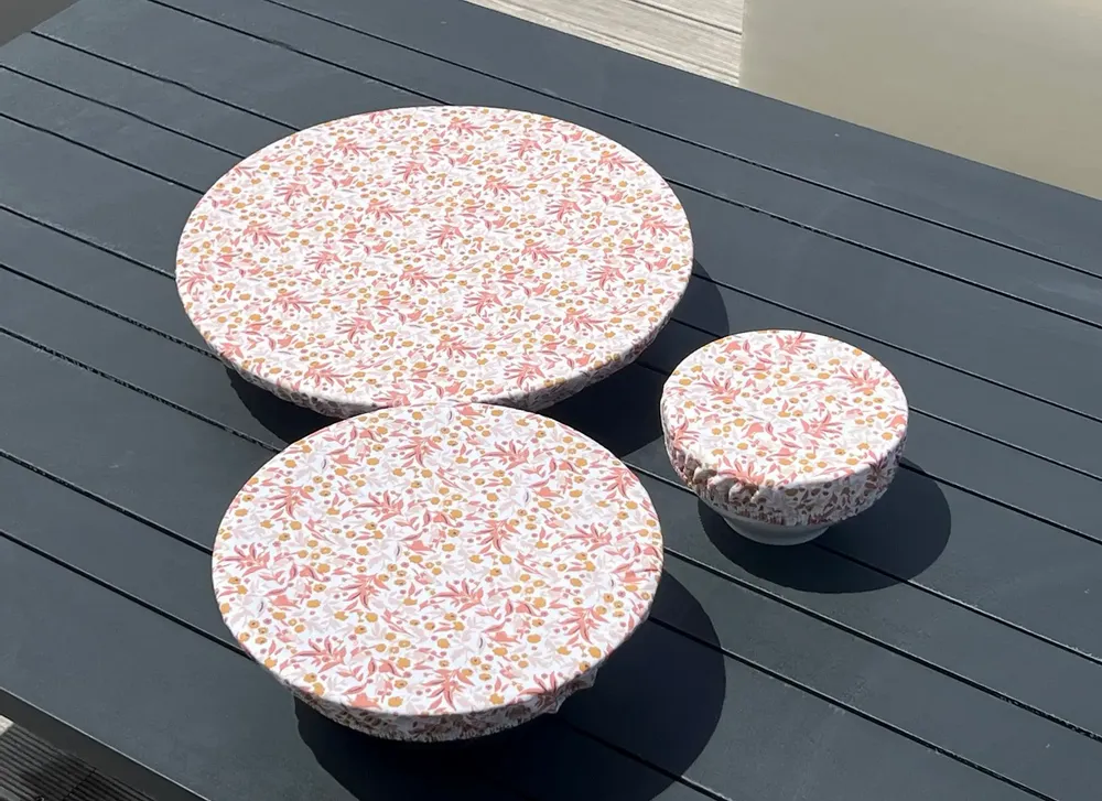 Food storage - Set of 3 Reusable Coated Cotton Food Covers - POULE HOUSE